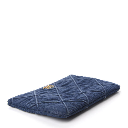 Chanel Denim Quilted Large 19 Cosmetic Case Blue 4 of 8