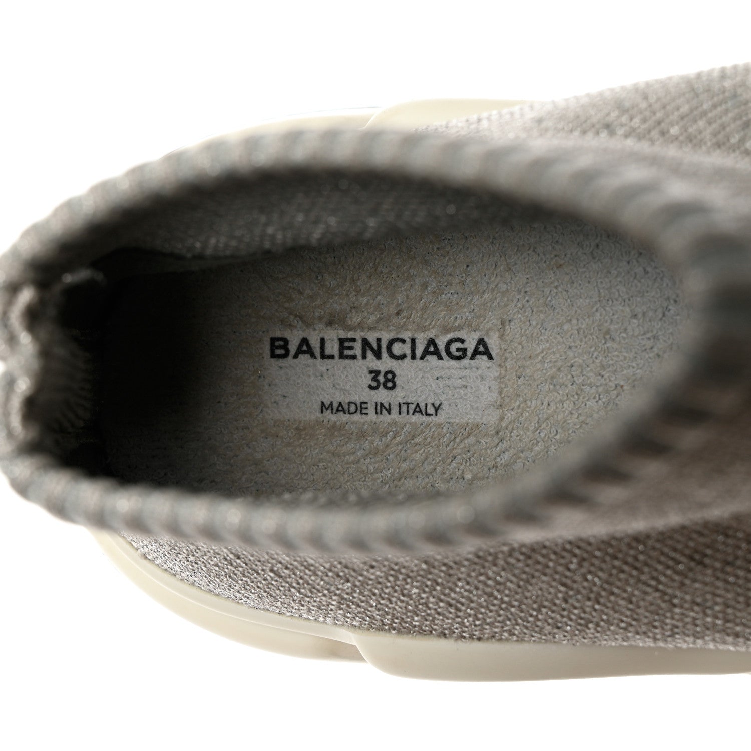 Balenciaga Sweatshirt Knit Bi-Color Sole Womens Speed Sneakers 38 Grey White Black 6 of 8