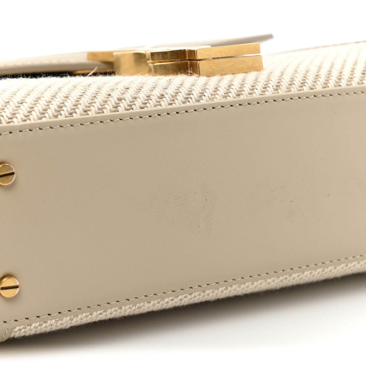 Canvas Calfskin Mini Classic Monogram Cassandra Top Handle Beige Cream