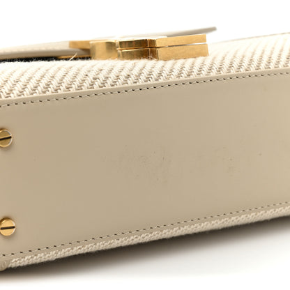 Saint Laurent Canvas Calfskin Mini Classic Monogram Cassandra Top Handle Beige Cream 11 of 15