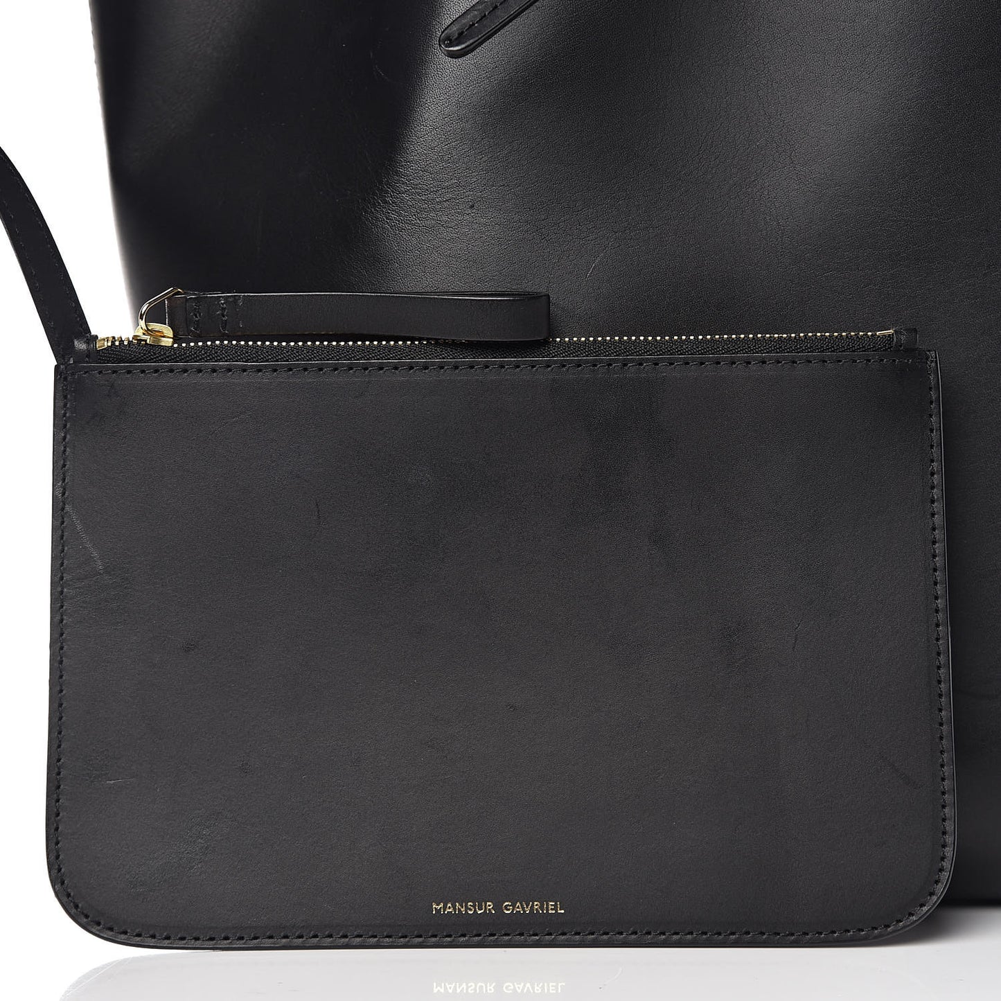 Vegetable Tanned Calfskin Bucket Bag Black Ballerina