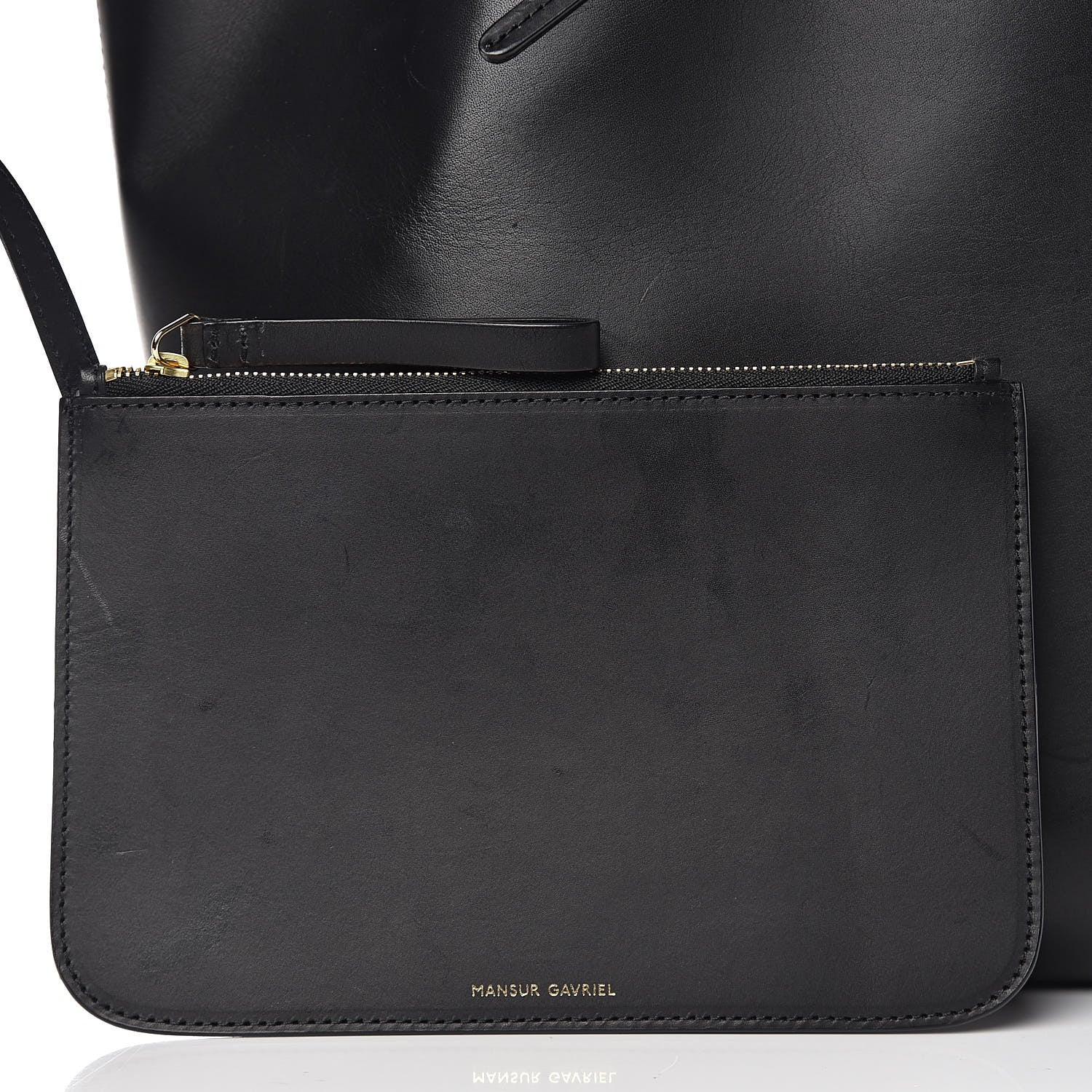 Mansur Gavriel Vegetable Tanned Calfskin Bucket Bag Black Ballerina 15 of 15