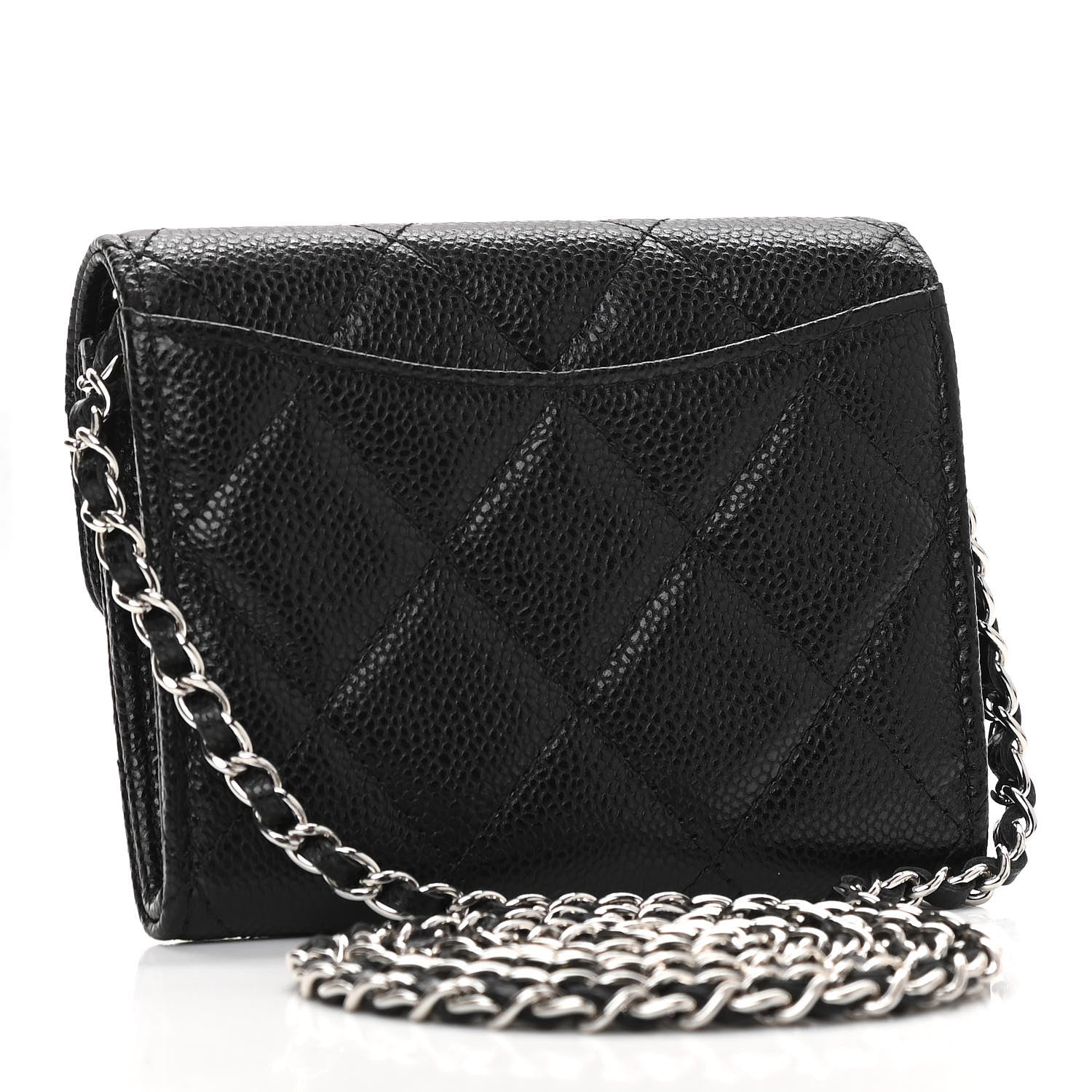Chanel Caviar Quilted Flap Card Holder On Chain Black 3 of 12