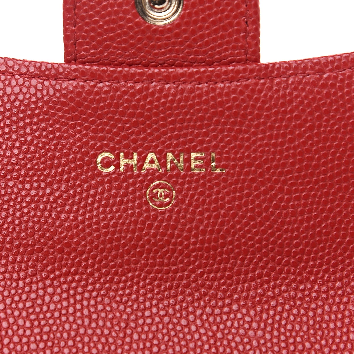 Caviar Quilted Flap Card Holder Wallet Red