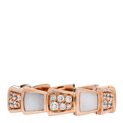 Bulgari 18K Rose Gold Diamond Mother of Pearl 6mm Serpenti Viper Band Ring 55 7.25 1 of 5