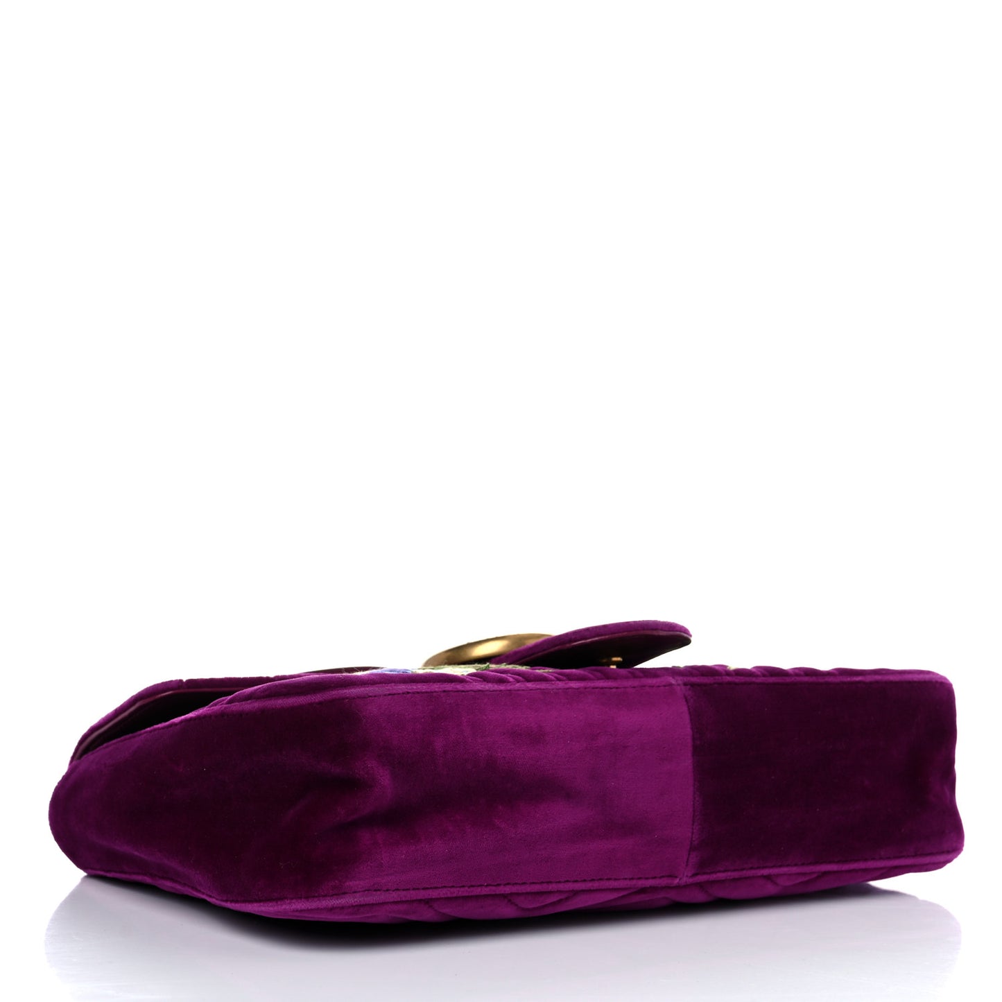 Velvet Matelasse Loved Embroidered Medium GG Marmont Shoulder Bag Fuchsia Violet Cyclamen