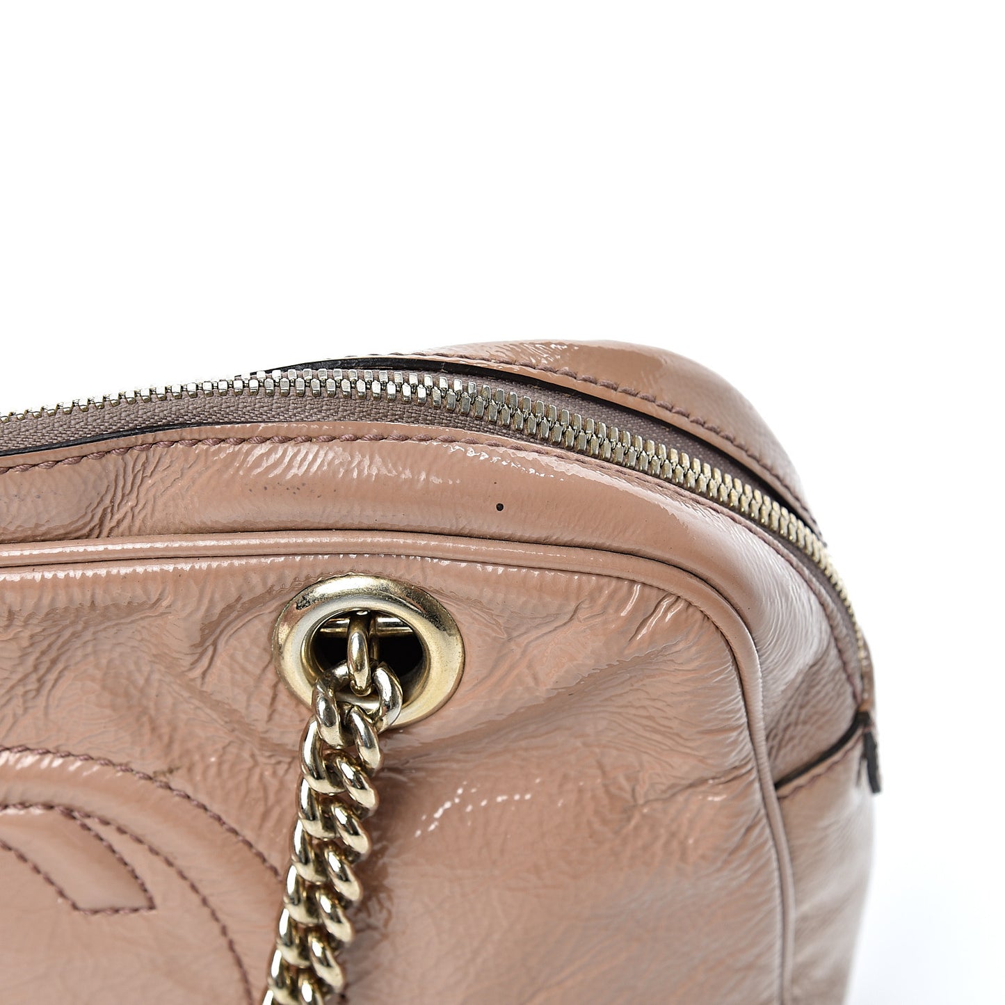 Soft Patent Small Soho Bowler Dark Cipria