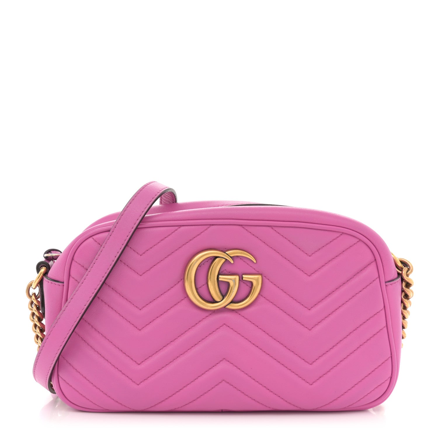 Gucci Calfskin Matelasse Small GG Marmont Chain Shoulder Bag Candy Mousse 1 of 12