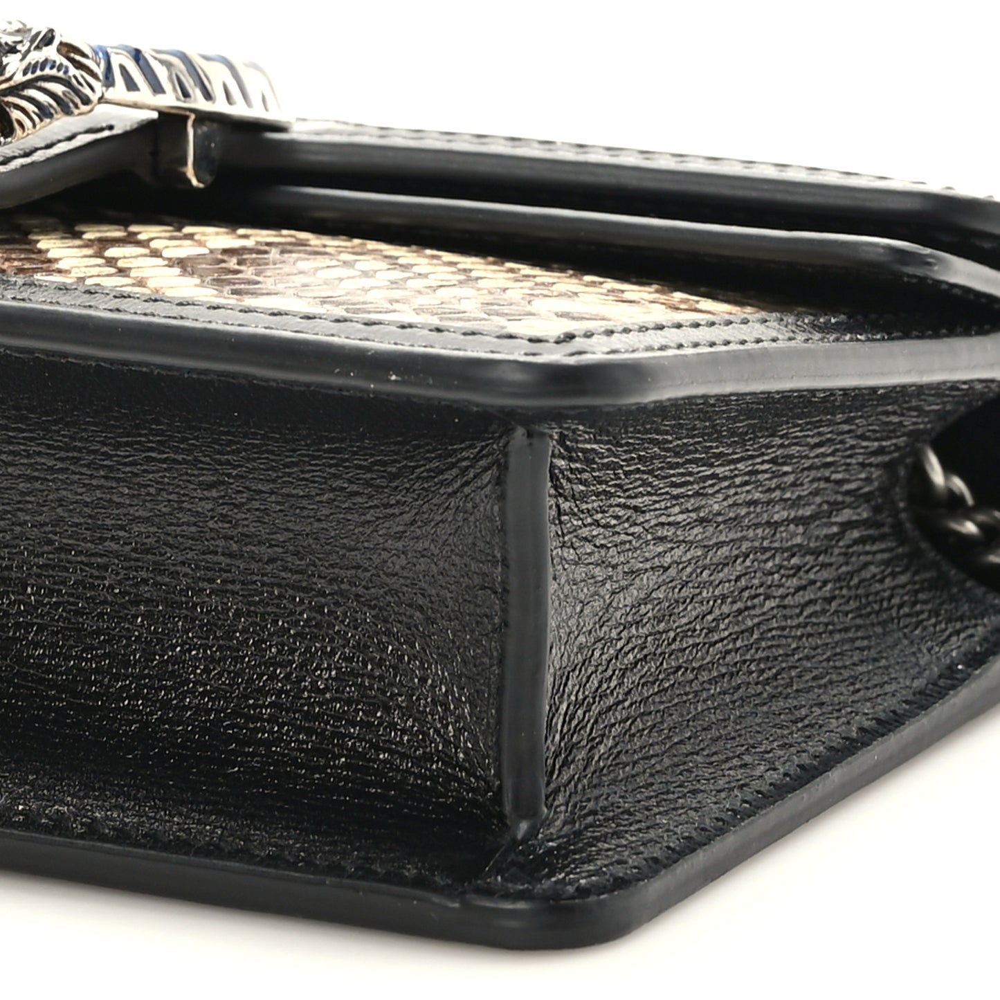 Snakeskin Azalea Calfskin Enamel Super Mini Dionysus Shoulder Bag New Rock Black Electric Blue