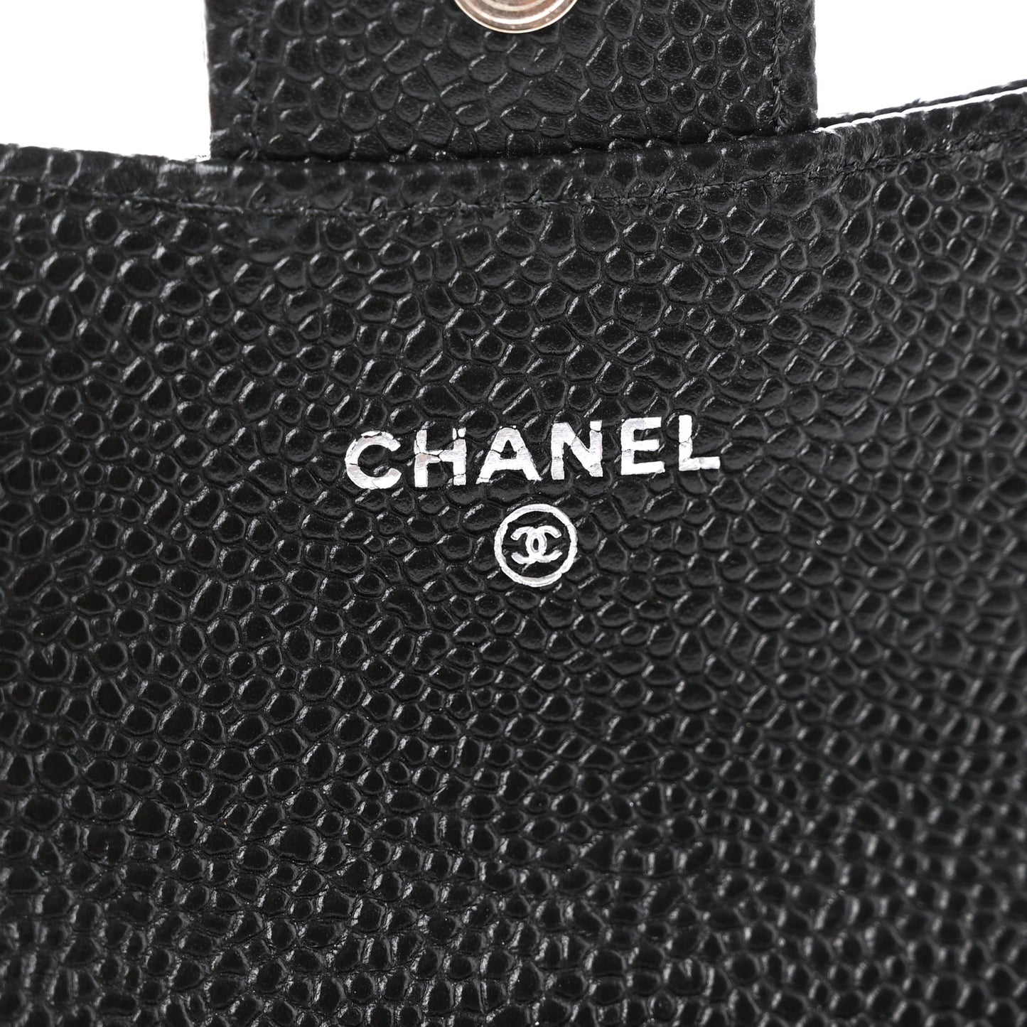 Caviar Quilted Flap Card Holder Wallet Black
