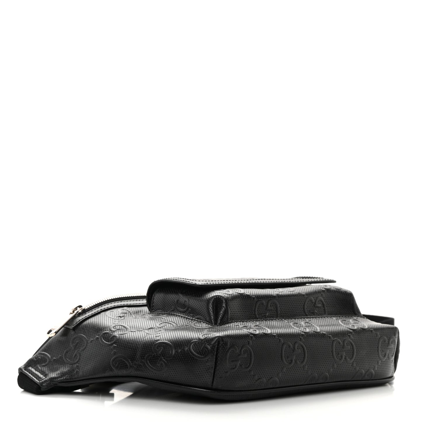 Calfskin GG Tennis Embossed Pocket Belt Bag Black