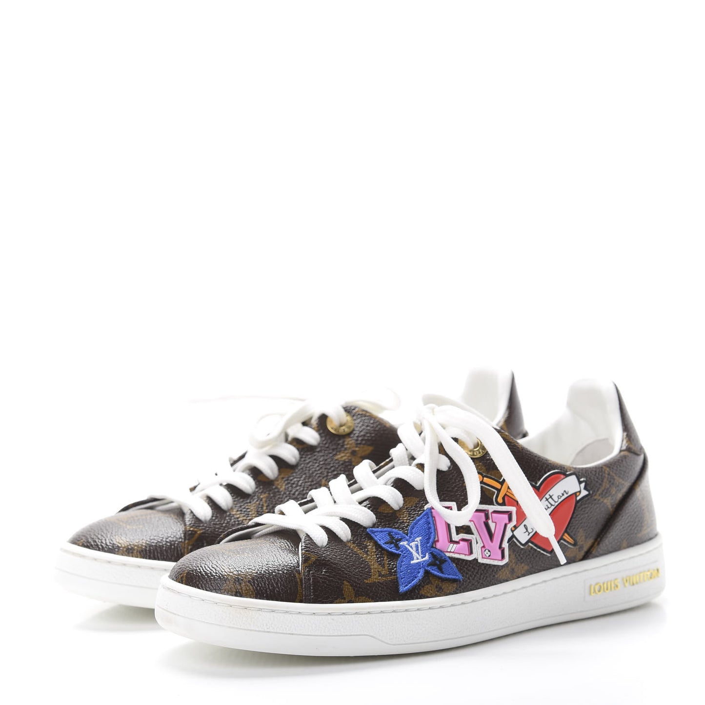Calfskin Monogram LV Black Heart Sneakers 36 Cacao
