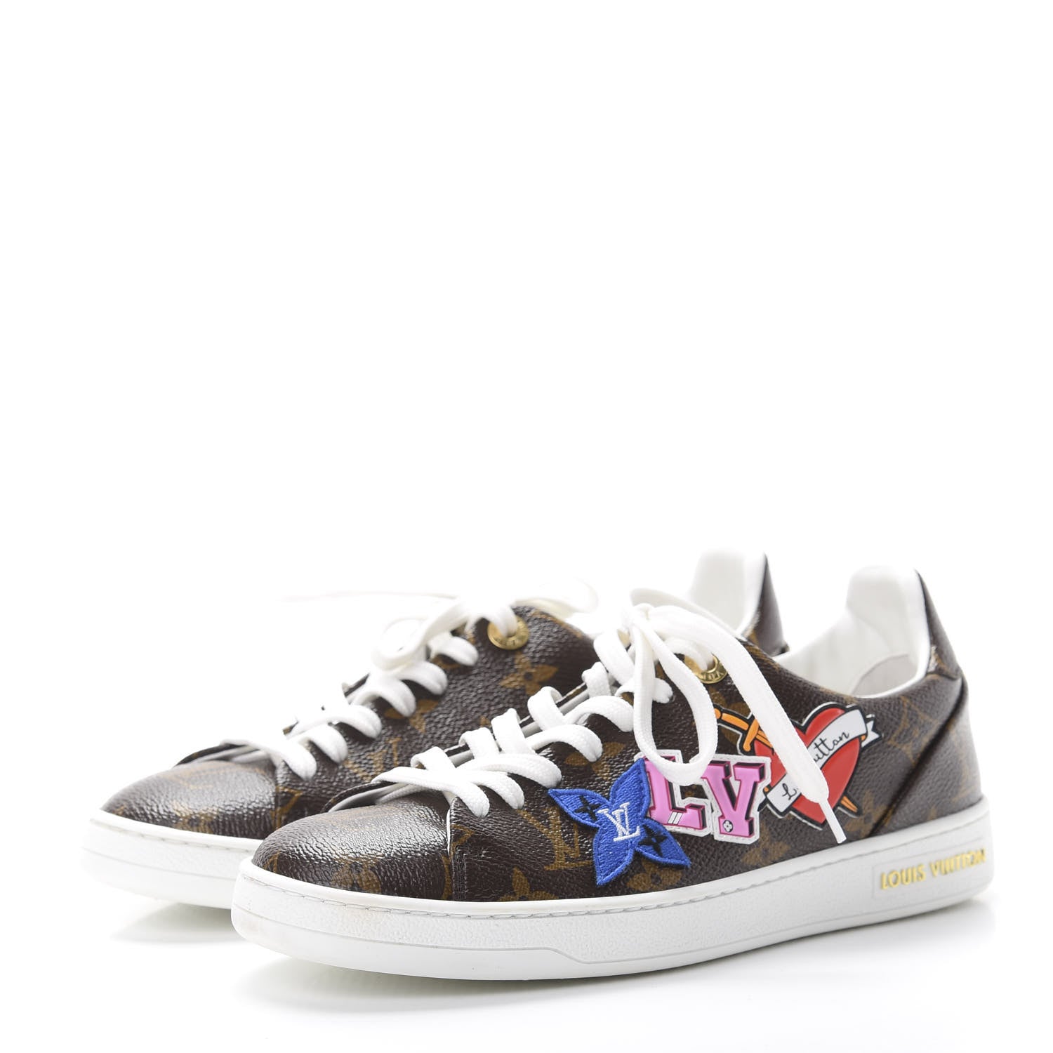 Louis Vuitton Calfskin Monogram LV Black Heart Sneakers 36 Cacao 3 of 10