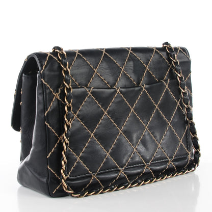 Chanel Calfskin Wild Stitch Jumbo Flap Black 3 of 8