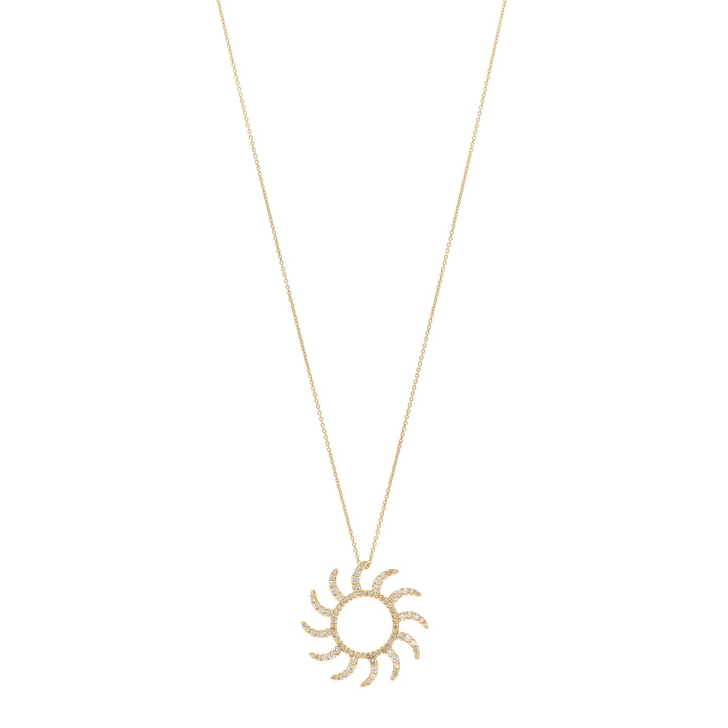 18K Yellow Gold Diamond Sun Pendant Necklace