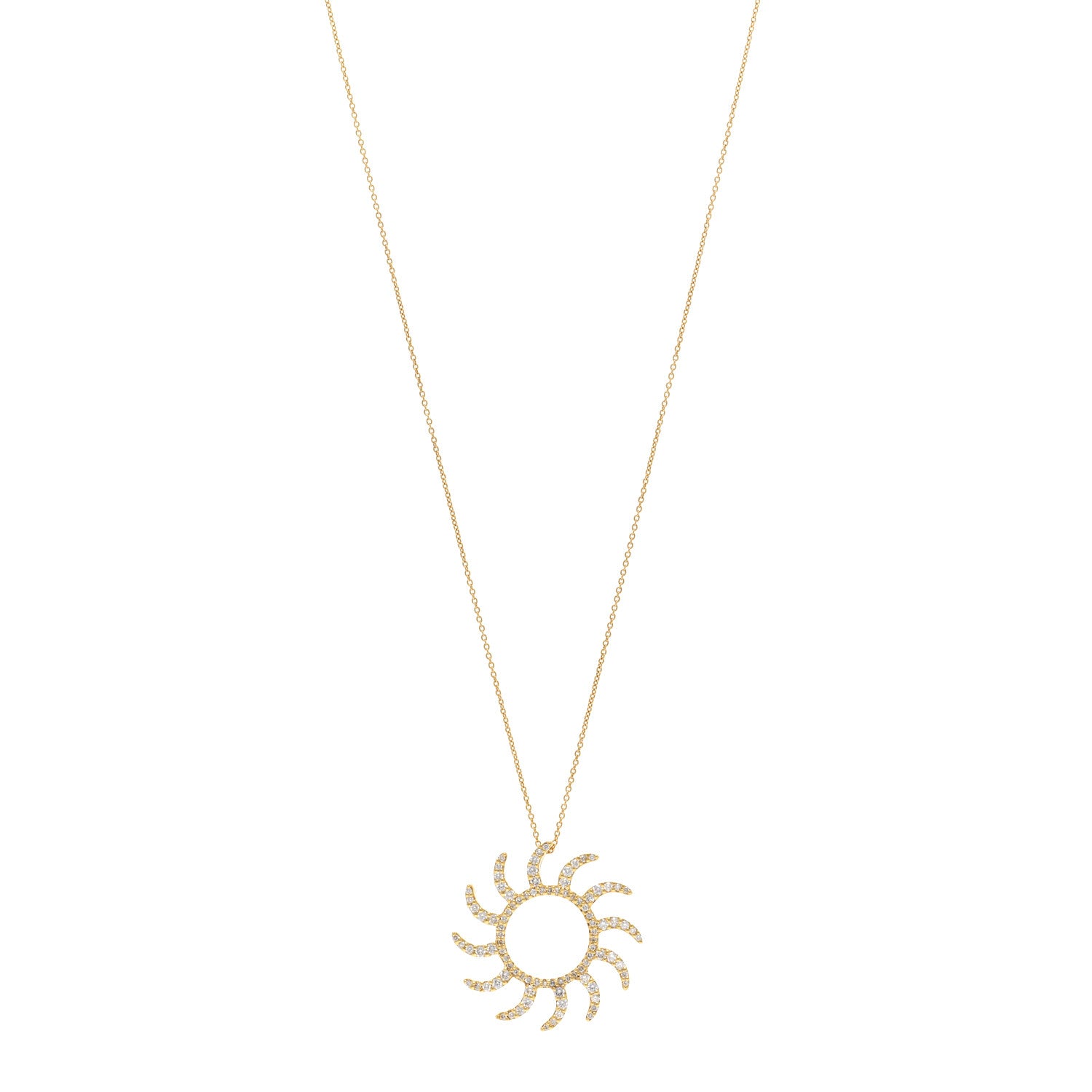 Roberto Coin 18K Yellow Gold Diamond Sun Pendant Necklace 1 of 4