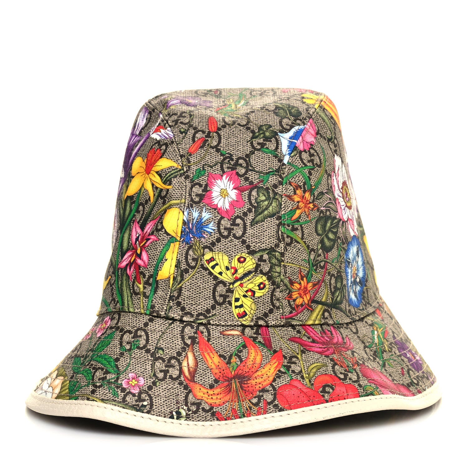 Gucci GG Supreme Monogram Flora Bucket Hat 56 White 1 of 5