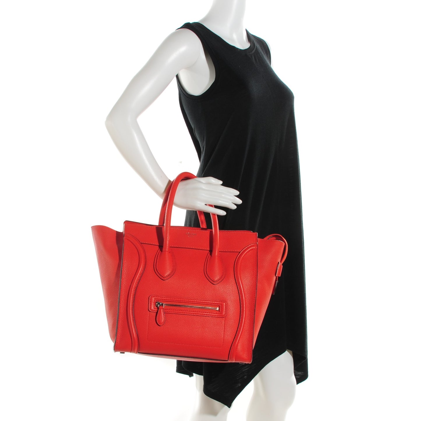 Drummed Calfskin Mini Luggage Vermillion