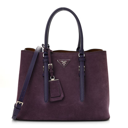 Prada Scamosciato Suede Medium Double Handle Tote Uva Nocciolo 1 of 13