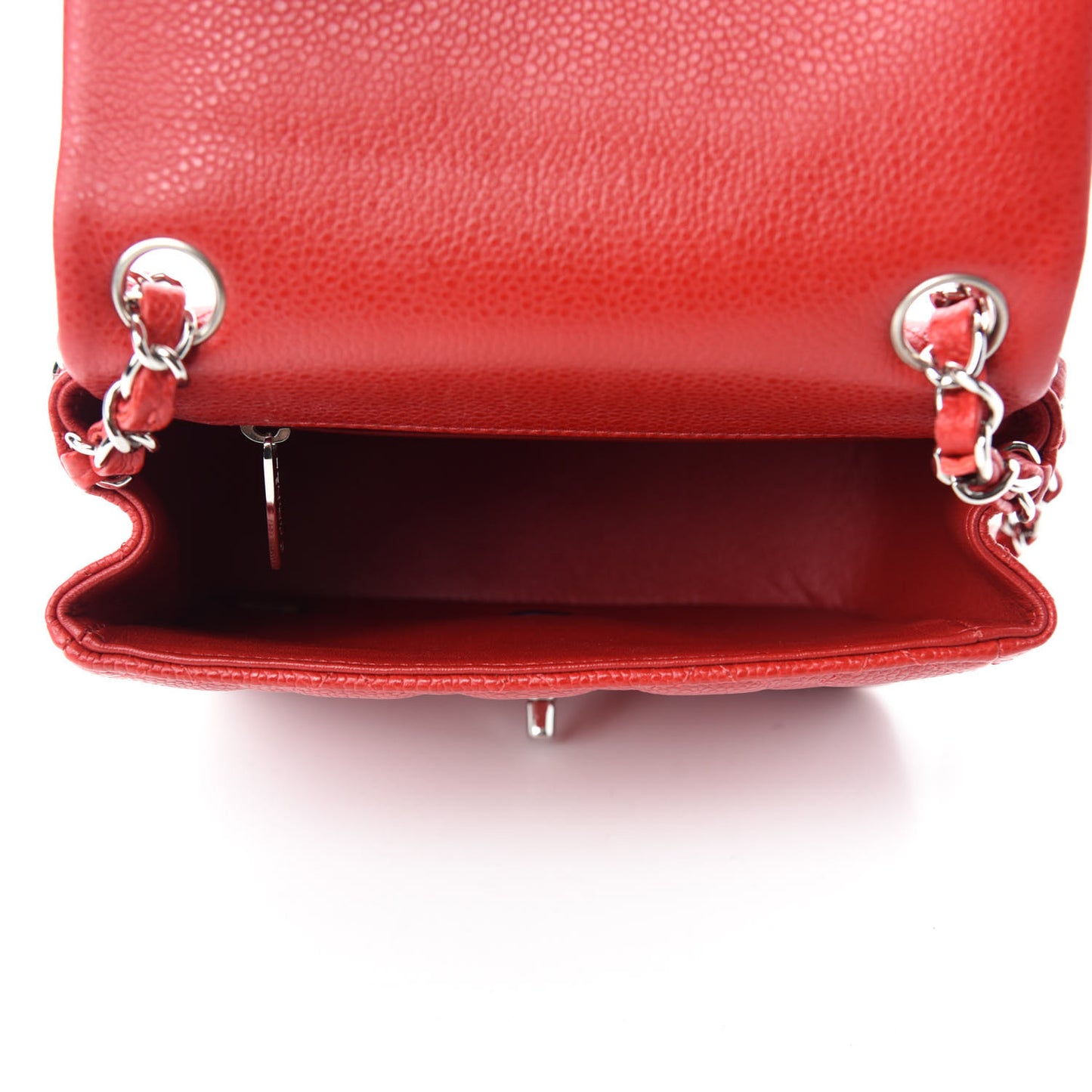 Caviar Quilted Mini Square Flap Red