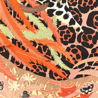 Hermes Silk Jaguar Quetzal Scarf 90 Orange Beige Vert 3 of 3