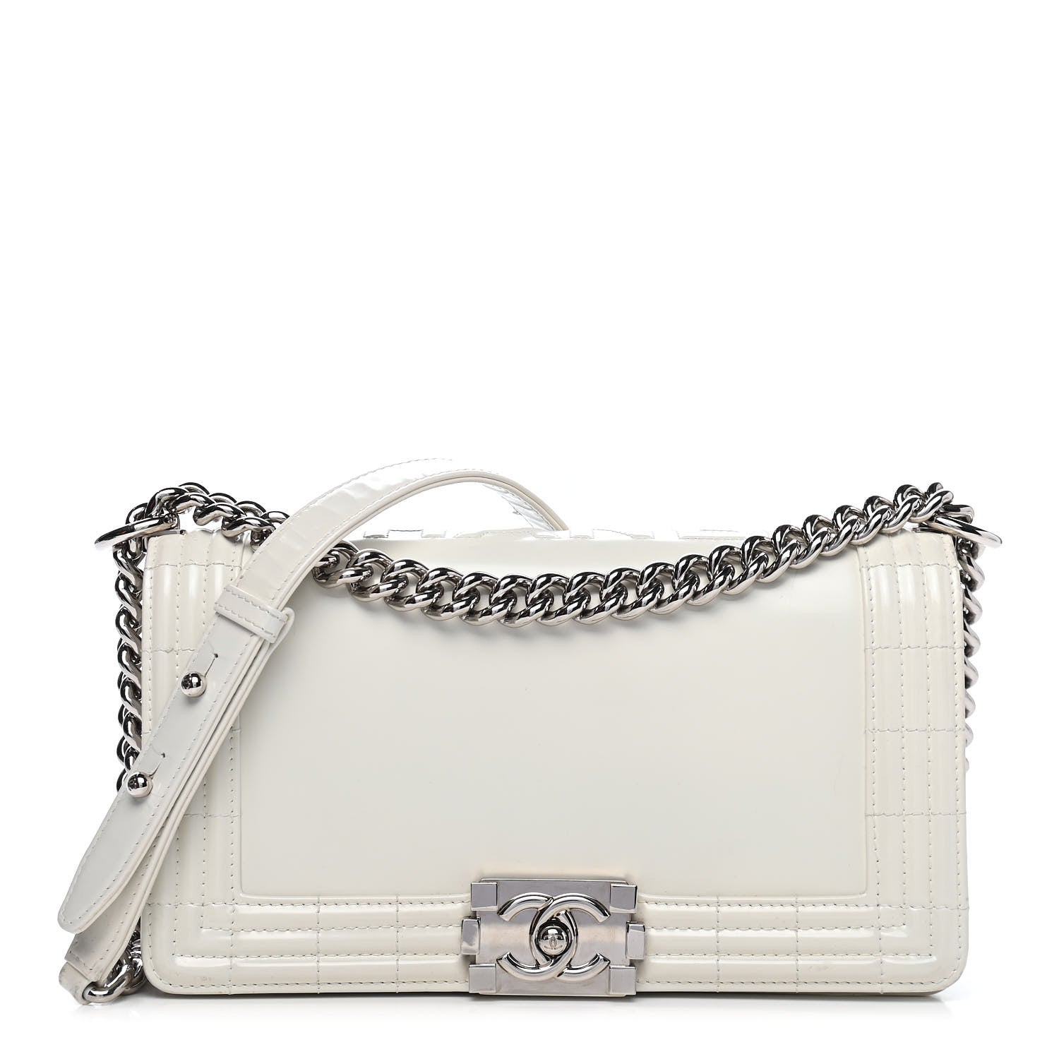 Chanel Glazed Calfskin Medium Boy Flap White 1 of 10