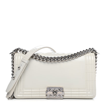Chanel Glazed Calfskin Medium Boy Flap White 1 of 10
