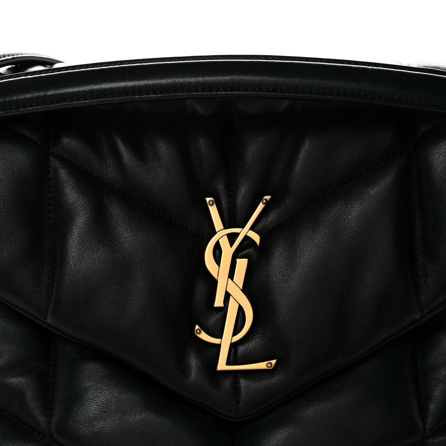 Saint Laurent Lambskin Quilted Medium Loulou Puffer Monogram Chain Satchel Black 8 of 10