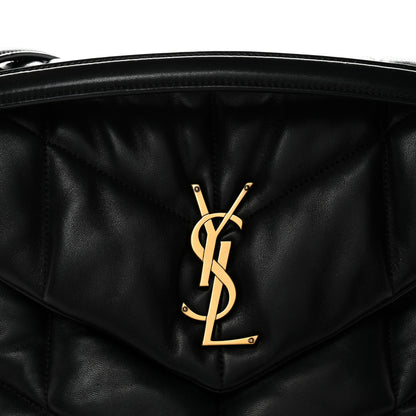 Saint Laurent Lambskin Quilted Medium Loulou Puffer Monogram Chain Satchel Black 8 of 10