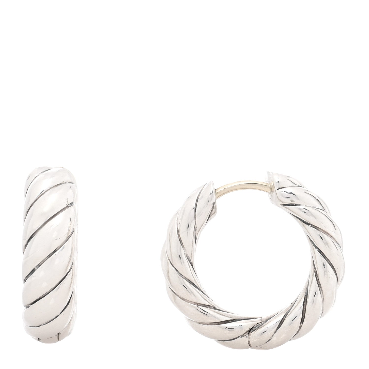 David Yurman Sterling Silver 18.6mm Scultped Cable Hoop Earrings 1 of 4