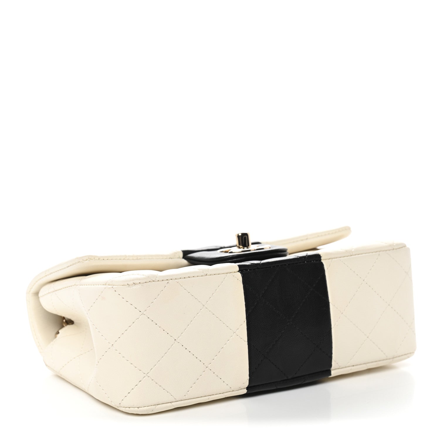 Chanel Lambskin Quilted Mini Rectangular Flap White Black 4 of 11