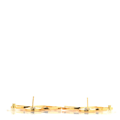 Chanel Metal Large Paris Button Earrings Gold 3 of 4