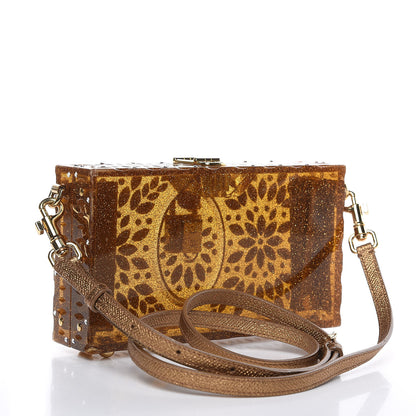 Dolce & Gabbana Crystal Embellished Plexiglass Dolce Box Clutch Gold 3 of 10