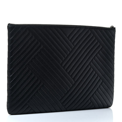 Chanel Lambskin Quilted Large Crossing Cosmetic Case Black 2 of 4