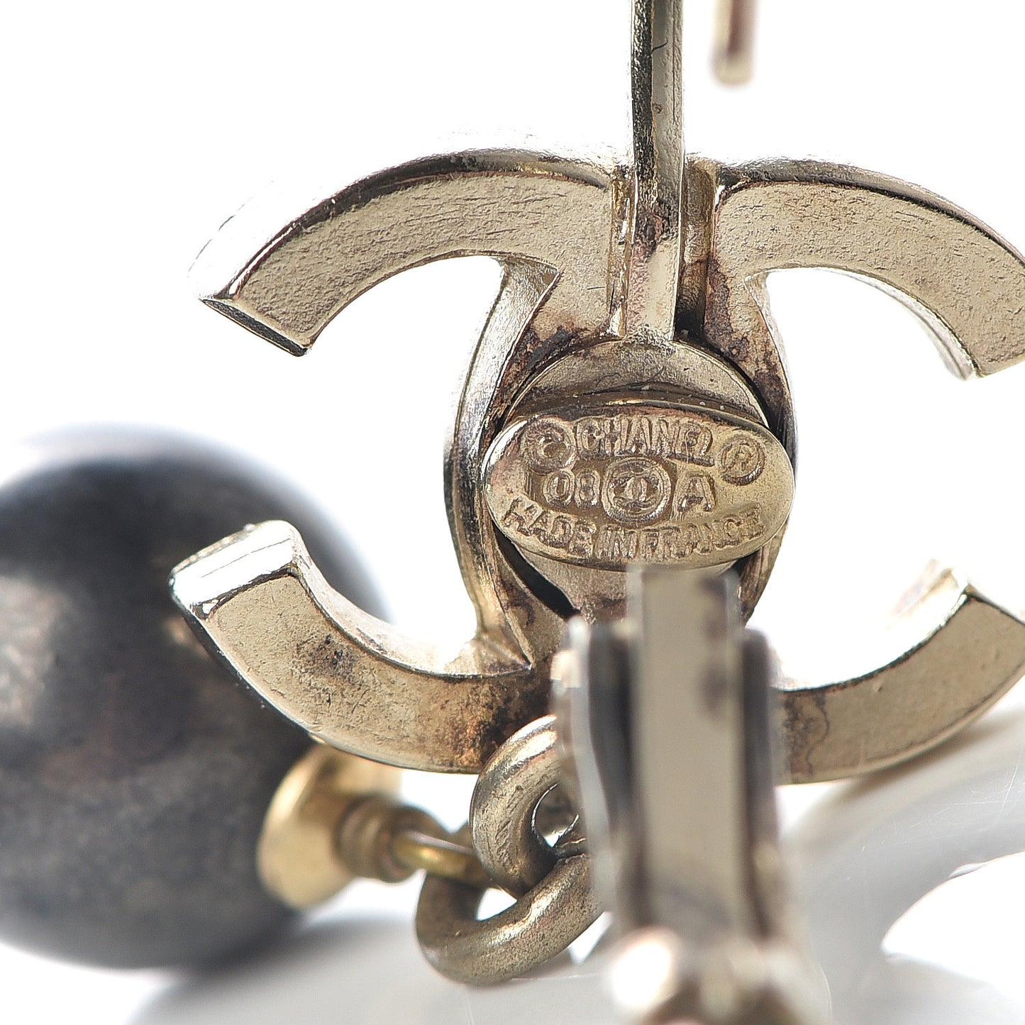 Bead CC Dangle Earrings Gold