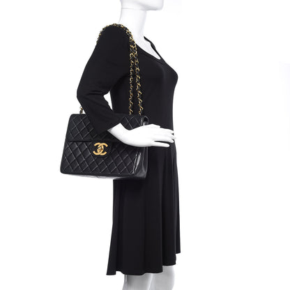 Chanel Lambskin Quilted XL Jumbo Single Flap Black 2 of 18