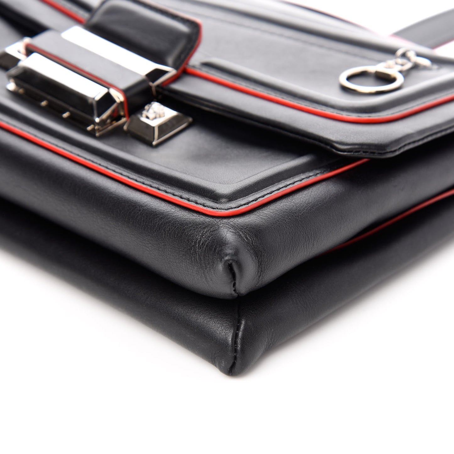 Calfskin Palazzo Shoulder Bag Black Red