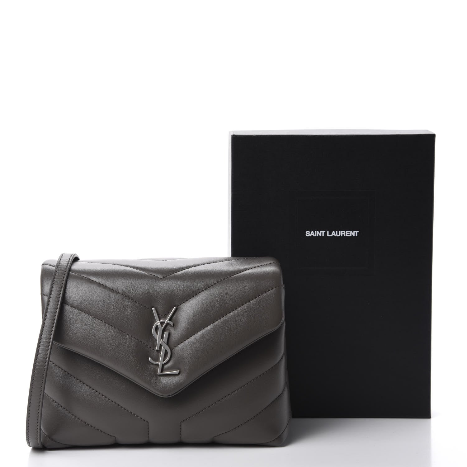 Saint Laurent Calfskin Y Quilted Monogram Toy Loulou Crossbody Bag Earth 12 of 12