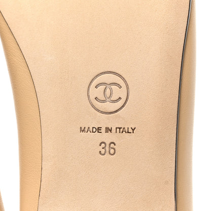 Chanel Lambskin Cap Toe CC Ballerina Flats 36 Beige Black 6 of 9