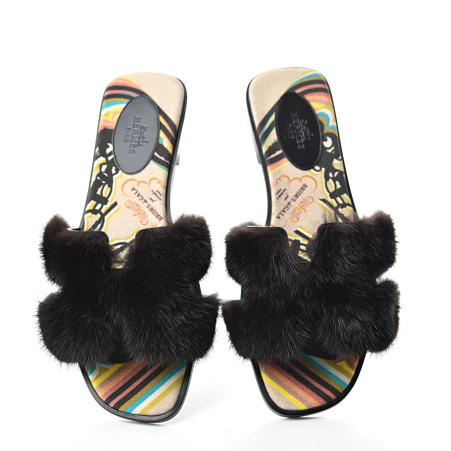 Hermes Mink Fur Sandals 39 Black 6 of 9