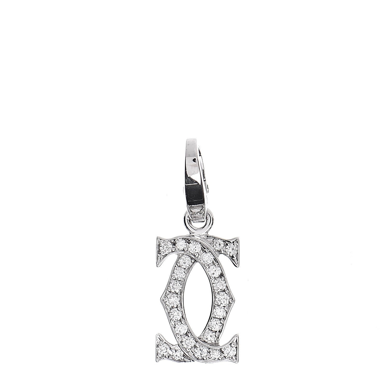 Cartier 18K White Gold Diamond Logo Charm 1 of 4
