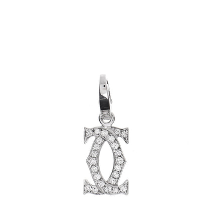 Cartier 18K White Gold Diamond Logo Charm 1 of 4
