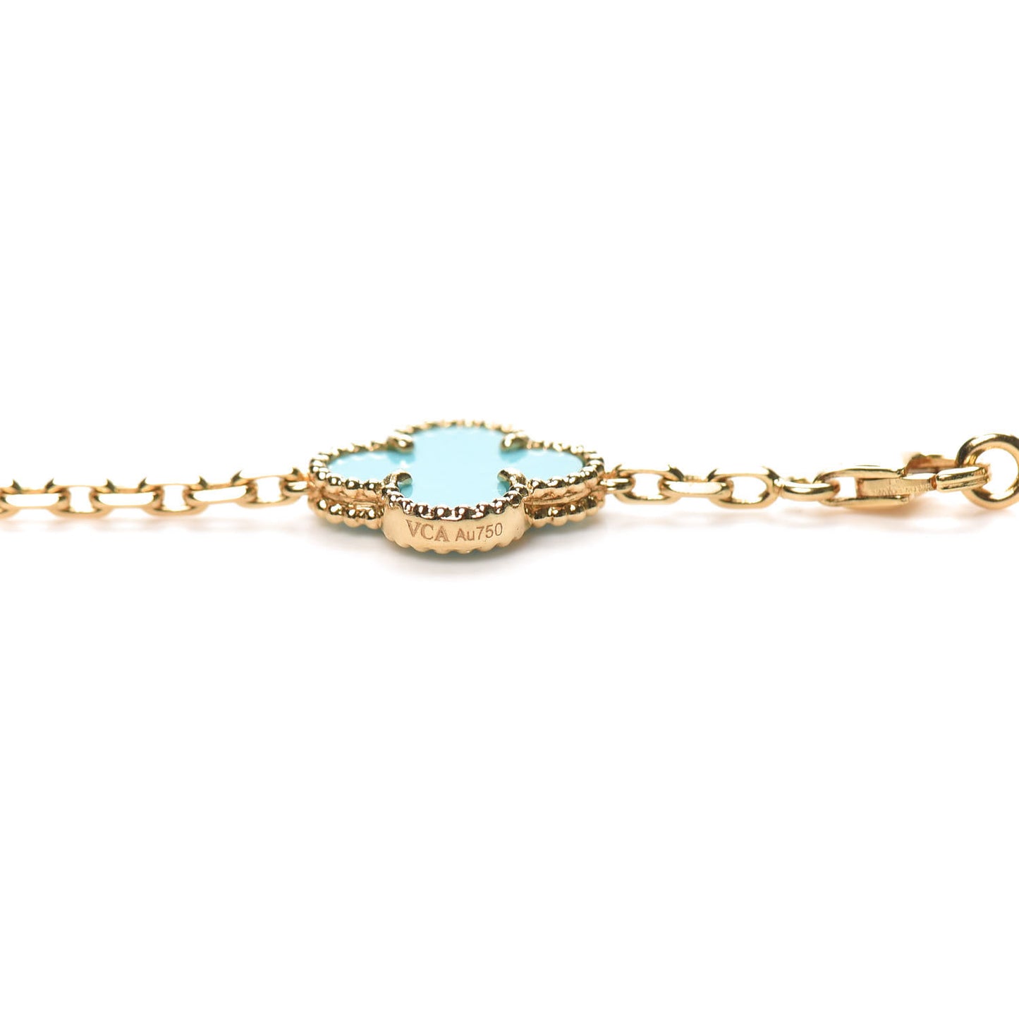 18K Yellow Gold Turquoise 20 Motifs Vintage Alhambra Necklace