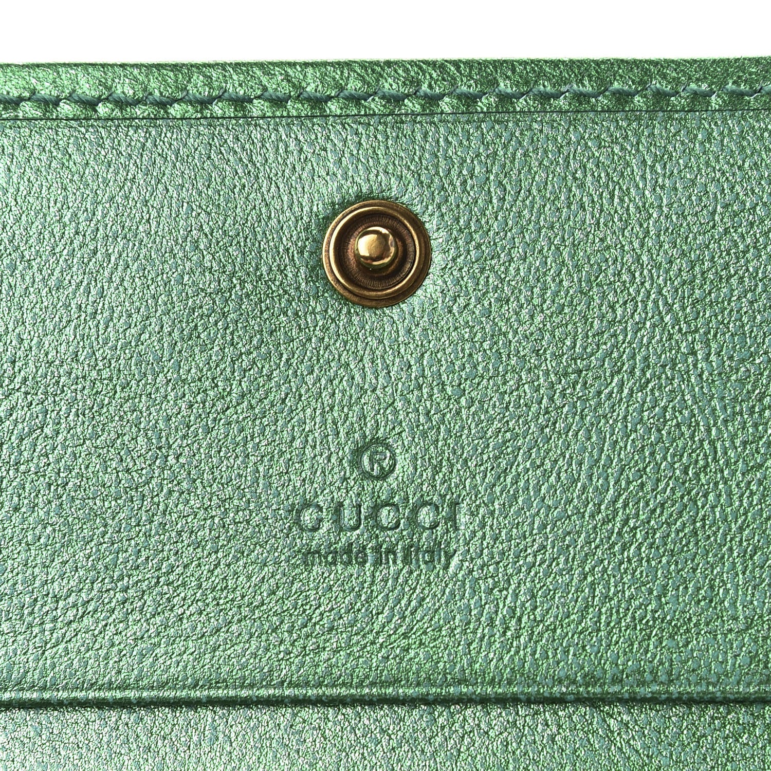Gucci Laminated Nappa Trapuntata Zumi Card Case Jasmine Green 6 of 8