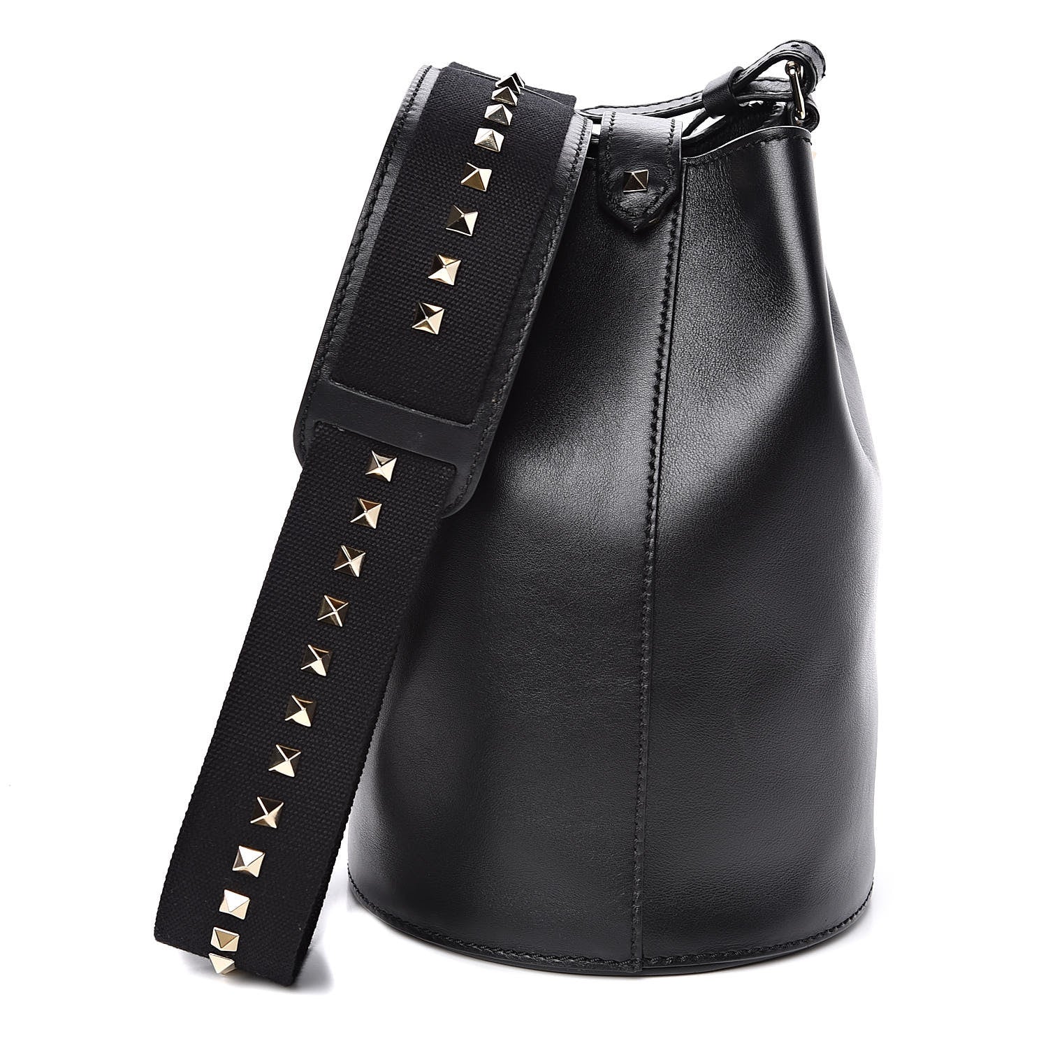 Valentino Garavani Vitello Rockstud Bucket Bag Black 1 of 12