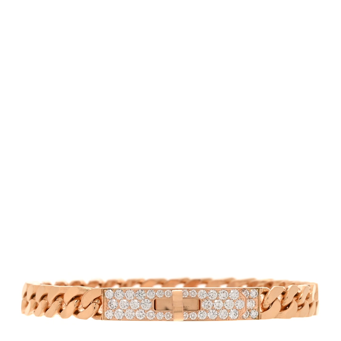 18K Rose Gold Diamond PM Kelly Gourmette Bracelet ST