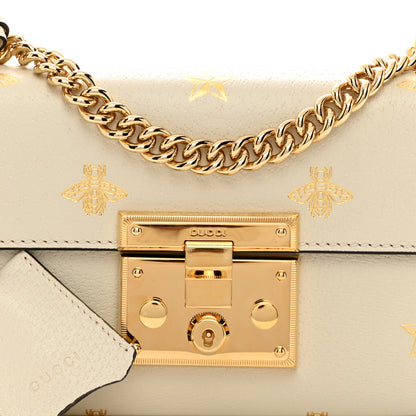 Gucci Grained Calfskin Bee Star Small Padlock Shoulder Bag White 8 of 10