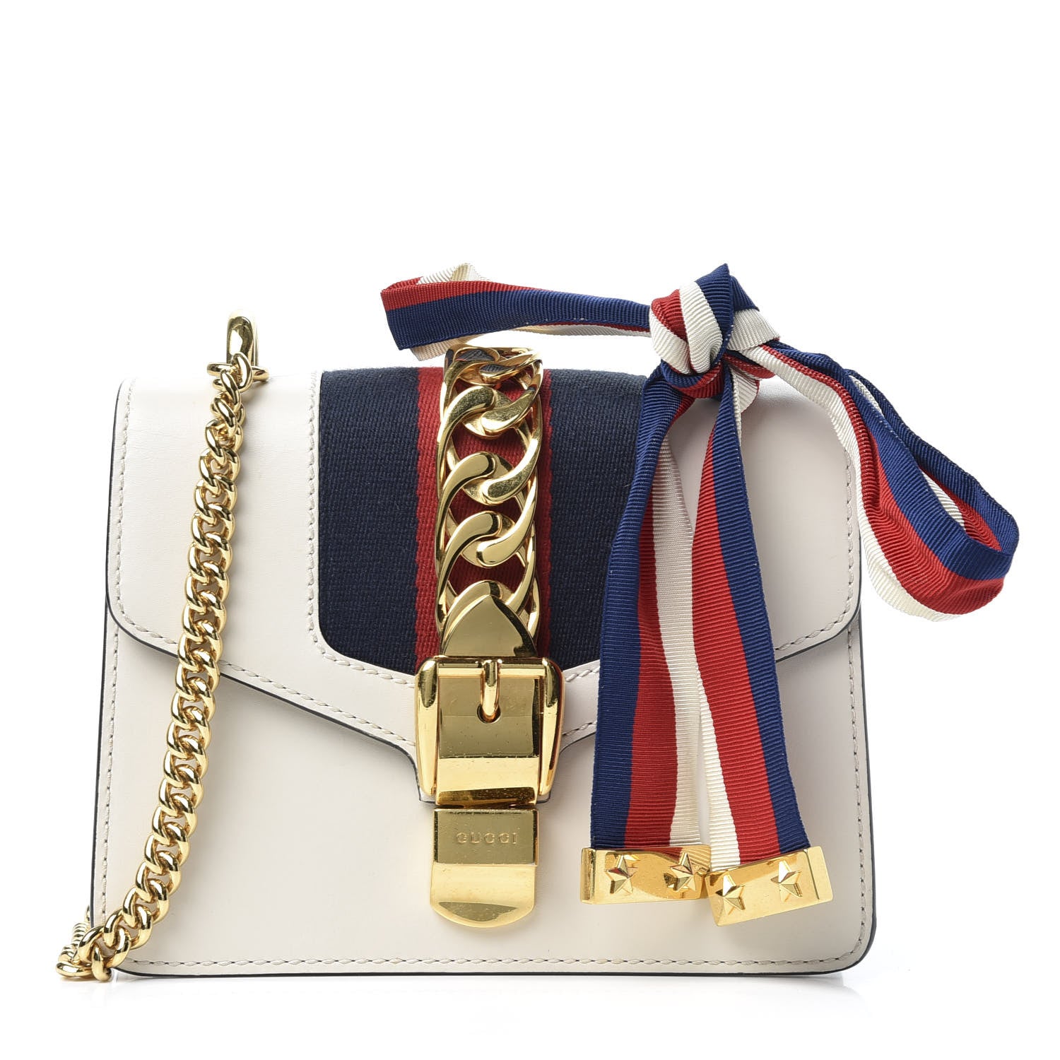 Gucci Calfskin Mini Sylvie Chain Shoulder Bag White 1 of 9