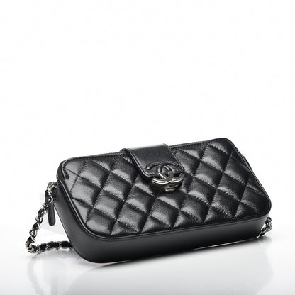 Chanel Grained Calfskin Quilted CC Box Clutch With Chain Black 3 of 11