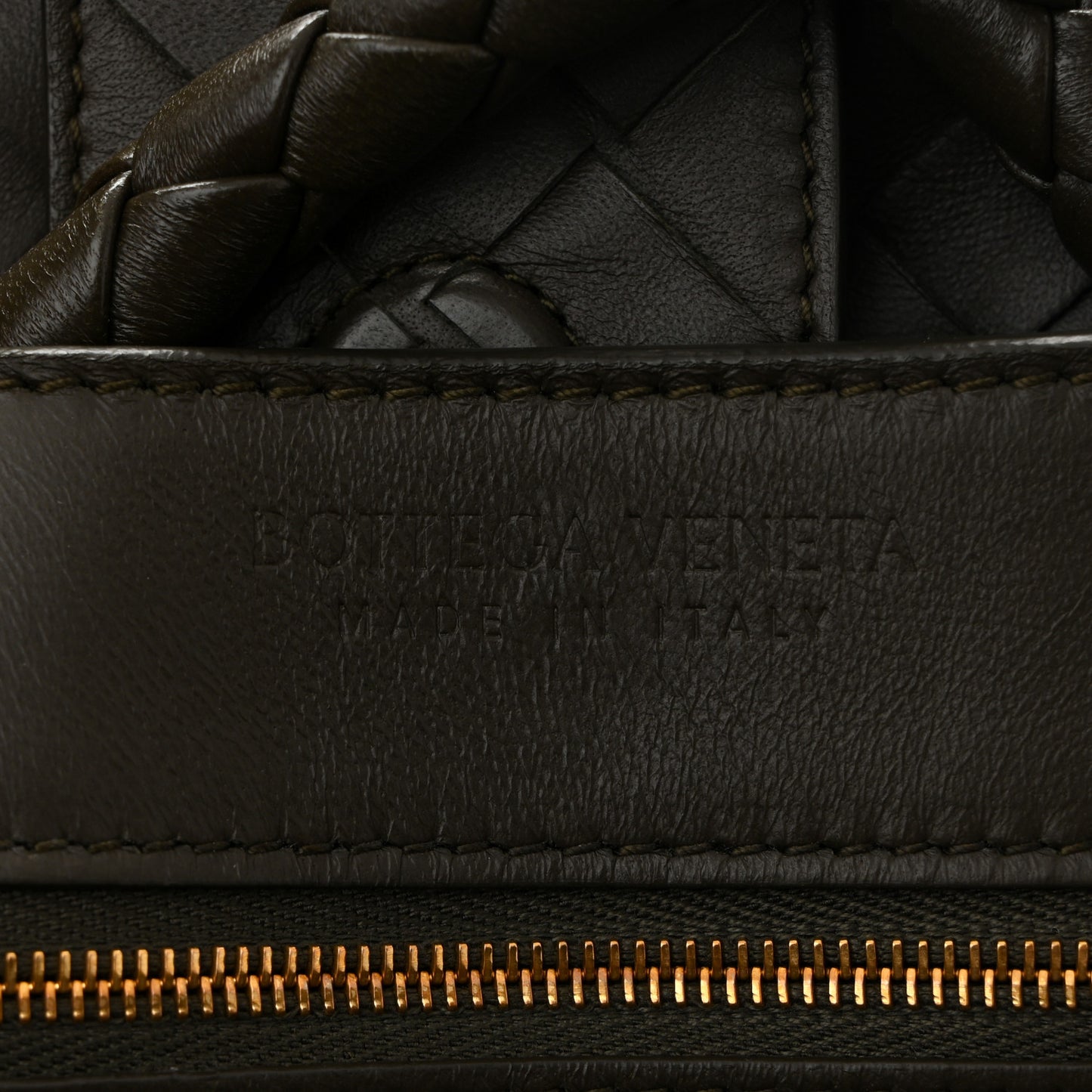 Nappa Intrecciato Medium Andiamo Shoulder Bag Kaki